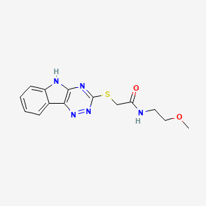 molecular formula C14H15N5O2S B12597455 Acetamide,N-(2-methoxyethyl)-2-(2H-1,2,4-triazino[5,6-B]indol-3-ylthio)- 