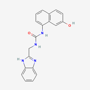 molecular formula C19H16N4O2 B12597472 Urea, N-(1H-benzimidazol-2-ylmethyl)-N'-(7-hydroxy-1-naphthalenyl)- CAS No. 648420-28-4
