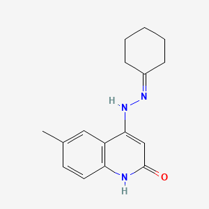 molecular formula C16H19N3O B12597628 4-(2-Cyclohexylidenehydrazinyl)-6-methylquinolin-2(1H)-one CAS No. 649748-91-4