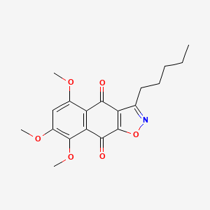 molecular formula C19H21NO6 B12597729 Naphth[2,3-d]isoxazole-4,9-dione, 5,7,8-trimethoxy-3-pentyl- CAS No. 646037-95-8