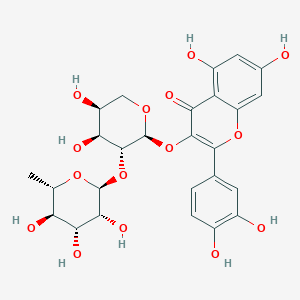 molecular formula C26H28O15 B1259813 quercetin 3-O-alpha-L-rhamnopyranosyl-(1->2)-alpha-L-arabinopyranoside 