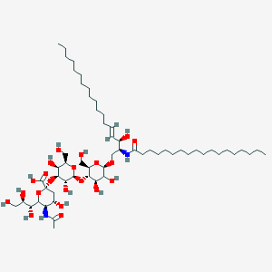 molecular formula C59H108N2O21 B1259818 (2S,4S,5R)-5-acetamido-2-[(2S,3R,4S,5S,6R)-2-[(2R,3S,4R,6R)-4,5-dihydroxy-2-(hydroxymethyl)-6-[(E,2S,3R)-3-hydroxy-2-(octadecanoylamino)octadec-4-enoxy]oxan-3-yl]oxy-3,5-dihydroxy-6-(hydroxymethyl)oxan-4-yl]oxy-4-hydroxy-6-[(1R,2R)-1,2,3-trihydroxypropyl]oxane-2-carboxylic acid 