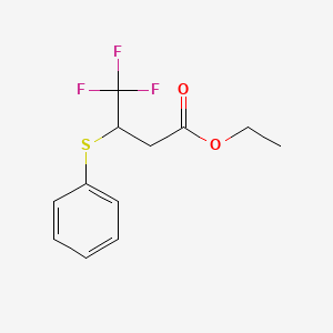 molecular formula C12H13F3O2S B12598547 Ethyl 4,4,4-trifluoro-3-(phenylsulfanyl)butanoate CAS No. 607360-69-0