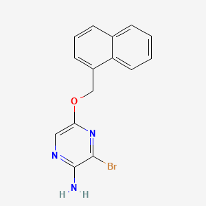molecular formula C15H12BrN3O B12598665 Pyrazinamine, 3-bromo-5-(1-naphthalenylmethoxy)- CAS No. 642084-44-4