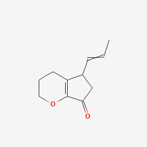 molecular formula C11H14O2 B12598704 5-(Prop-1-en-1-yl)-3,4,5,6-tetrahydrocyclopenta[b]pyran-7(2H)-one CAS No. 649570-68-3