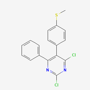 molecular formula C17H12Cl2N2S B12598756 Pyrimidine, 2,4-dichloro-5-[4-(methylthio)phenyl]-6-phenyl- CAS No. 651315-81-0