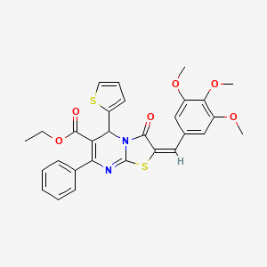 ethyl (2E)-3-oxo-7-phenyl-5-thiophen-2-yl-2-[(3,4,5-trimethoxyphenyl)methylidene]-5H-[1,3]thiazolo[3,2-a]pyrimidine-6-carboxylate