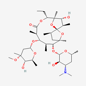 molecular formula C37H65NO12 B1259917 (1S,2R,3R,4R,5R,8R,9S,10S,11R,12R,14R)-11-[(2S,3R,4S,6R)-4-(dimethylamino)-3-hydroxy-6-methyloxan-2-yl]oxy-5-ethyl-3-hydroxy-9-[(2R,4R,5S,6S)-5-hydroxy-4-methoxy-4,6-dimethyloxan-2-yl]oxy-2,4,8,10,12,14-hexamethyl-6,15,16-trioxatricyclo[10.2.1.11,4]hexadecan-7-one 