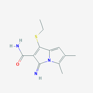 molecular formula C12H15N3OS B12599348 1-(Ethylsulfanyl)-3-imino-5,6-dimethyl-3H-pyrrolizine-2-carboxamide CAS No. 650599-26-1