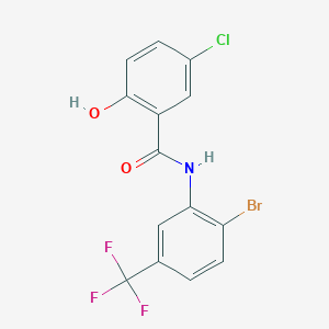 molecular formula C14H8BrClF3NO2 B12599486 N-[2-Bromo-5-(trifluoromethyl)phenyl]-5-chloro-2-hydroxybenzamide CAS No. 634185-06-1