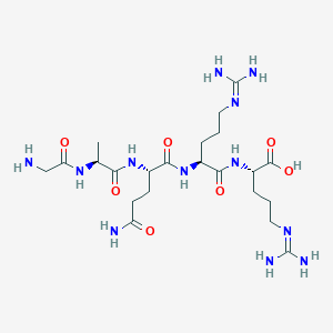 molecular formula C22H42N12O7 B12599608 Glycyl-L-alanyl-L-glutaminyl-N~5~-(diaminomethylidene)-L-ornithyl-N~5~-(diaminomethylidene)-L-ornithine CAS No. 647375-90-4