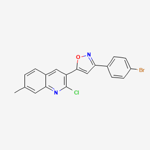 molecular formula C19H12BrClN2O B12599655 Quinoline, 3-[3-(4-bromophenyl)-5-isoxazolyl]-2-chloro-7-methyl- CAS No. 650637-52-8