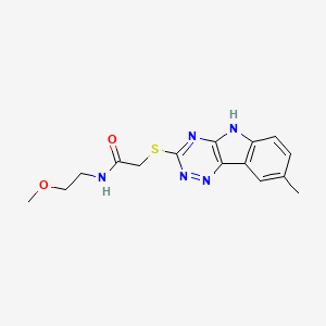molecular formula C15H17N5O2S B12599785 Acetamide,N-(2-methoxyethyl)-2-[(8-methyl-2H-1,2,4-triazino[5,6-B]indol-3-YL)thio]- 