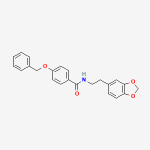 molecular formula C23H21NO4 B12599837 N-[2-(2H-1,3-Benzodioxol-5-yl)ethyl]-4-(benzyloxy)benzamide CAS No. 605657-49-6