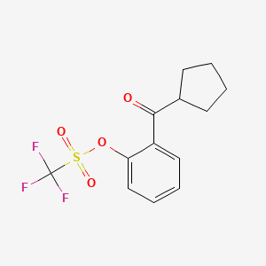 molecular formula C13H13F3O4S B12599885 Methanesulfonic acid, trifluoro-, 2-(cyclopentylcarbonyl)phenyl ester CAS No. 646522-79-4