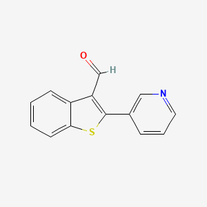 molecular formula C14H9NOS B12599891 Benzo[b]thiophene-3-carboxaldehyde, 2-(3-pyridinyl)- CAS No. 874945-93-4