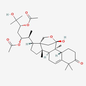 molecular formula C34H52O8 B1259991 [(2S,3R,5R)-5-acetyloxy-6-hydroxy-2-[(1S,2R,5S,6S,14R,15R,16S)-16-hydroxy-5,10,10,15-tetramethyl-11-oxo-17-oxapentacyclo[14.2.1.01,5.06,15.09,14]nonadec-8-en-2-yl]-6-methylheptan-3-yl] acetate 