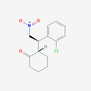 molecular formula C14H16ClNO3 B12599999 Cyclohexanone, 2-[(1R)-1-(2-chlorophenyl)-2-nitroethyl]-, (2S)- CAS No. 889867-04-3