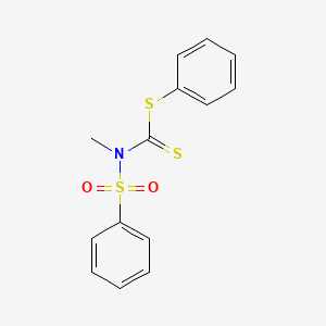 molecular formula C14H13NO2S3 B12600057 Carbamodithioic acid, methyl(phenylsulfonyl)-, phenyl ester CAS No. 873002-18-7