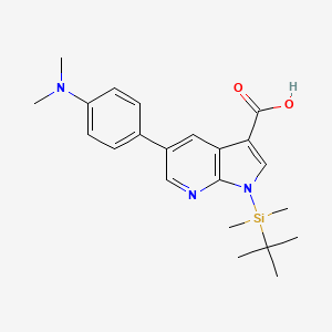 molecular formula C22H29N3O2Si B12600140 1-(tert-butyldimethylsilyl)-5-(4-(dimethylamino)phenyl)-1H-pyrrolo[2,3-b]pyridine-3-carboxylic acid 