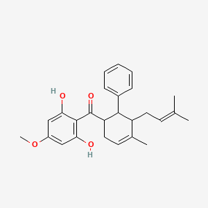 molecular formula C26H30O4 B1260023 Methanone, (2,6-dihydroxy-4-methoxyphenyl)[(1R,5S,6R)-4-methyl-5-(3-methyl-2-butenyl)-6-phenyl-3-cyclohexen-1-yl]-, rel- 