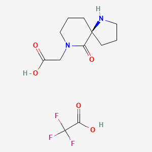 molecular formula C12H17F3N2O5 B12600248 2-[(5R)-10-oxo-1,9-diazaspiro[4.5]decan-9-yl]acetic acid;2,2,2-trifluoroacetic acid 