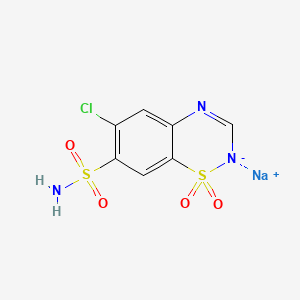 molecular formula C7H6ClN3NaO4S2 B1260031 2H-1,2,4-Benzothiadiazine-7-sulfonamide, 6-chloro-, 1,1-dioxide, sodium salt (1:1) CAS No. 7085-44-1