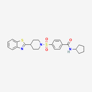 molecular formula C24H27N3O3S2 B12600617 4-[4-(1,3-Benzothiazol-2-yl)piperidine-1-sulfonyl]-N-cyclopentylbenzamide CAS No. 606083-22-1