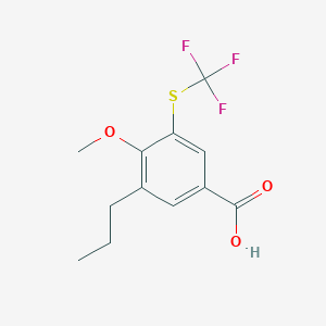 molecular formula C12H13F3O3S B12600657 4-Methoxy-3-propyl-5-[(trifluoromethyl)sulfanyl]benzoic acid CAS No. 647856-05-1