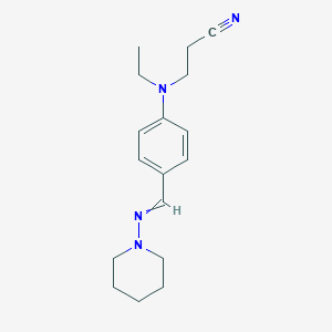 molecular formula C17H24N4 B12600675 3-[Ethyl(4-{[(piperidin-1-yl)imino]methyl}phenyl)amino]propanenitrile CAS No. 648434-57-5