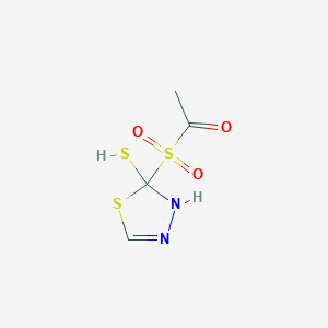 molecular formula C4H6N2O3S3 B12600803 1-(2-Sulfanyl-2,3-dihydro-1,3,4-thiadiazole-2-sulfonyl)ethan-1-one CAS No. 917615-08-8
