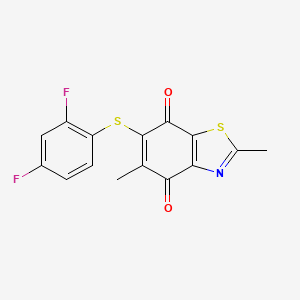 molecular formula C15H9F2NO2S2 B12600805 4,7-Benzothiazoledione, 6-[(2,4-difluorophenyl)thio]-2,5-dimethyl- CAS No. 650635-72-6