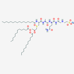 molecular formula C58H107N6NaO13S2 B1260081 Glycinamide, S-(2,3-(bis(1-oxododecyl)oxy)propyl)-N-(1-oxohexadecyl)-L-cysteinyl-L-alanyl-D-alpha-glutaminyl-N-(2-sulfoethyl)-, monosodium slat, (R)- CAS No. 93909-73-0