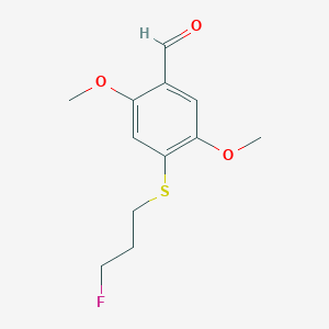 molecular formula C12H15FO3S B12601027 Benzaldehyde, 4-[(3-fluoropropyl)thio]-2,5-dimethoxy- CAS No. 648957-05-5