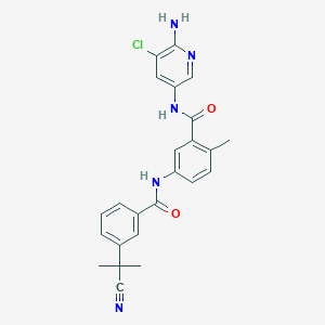 molecular formula C24H22ClN5O2 B12601056 N-(6-Amino-5-chloropyridin-3-yl)-5-[3-(cyano-dimethylmethyl)benzoylamino]-2-methylbenzamide 