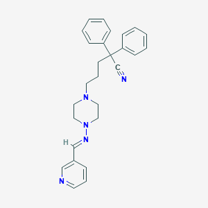 (E)-2,2-Diphenyl-5-(4-((pyridin-3-ylmethylene)amino)piperazin-1-yl)pentanenitrile