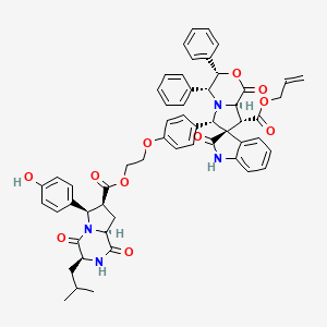 molecular formula C56H54N4O11 B1260116 prop-2-enyl (3S,3'S,4'R,6'S,8'R,8'aR)-6'-[4-[2-[(3S,6R,7S,8aS)-6-(4-hydroxyphenyl)-3-(2-methylpropyl)-1,4-dioxo-2,3,6,7,8,8a-hexahydropyrrolo[1,2-a]pyrazine-7-carbonyl]oxyethoxy]phenyl]-1',2-dioxo-3',4'-diphenylspiro[1H-indole-3,7'-4,6,8,8a-tetrahydro-3H-pyrrolo[2,1-c][1,4]oxazine]-8'-carboxylate 