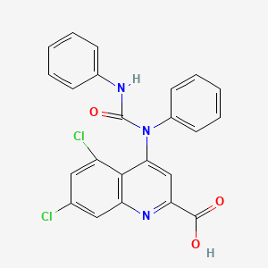 molecular formula C23H15Cl2N3O3 B1260118 5,7-Dichloro-4-(1,3-diphenylureido)quinoline-2-carboxylic acid 