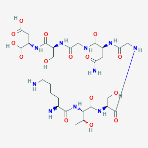 molecular formula C28H48N10O15 B12601328 L-Lysyl-L-threonyl-L-serylglycyl-L-asparaginylglycyl-L-seryl-L-aspartic acid CAS No. 645396-09-4