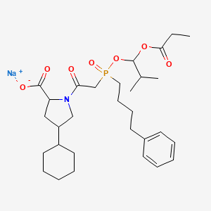 Sodium;4-cyclohexyl-1-[2-[(2-methyl-1-propanoyloxypropoxy)-(4-phenylbutyl)phosphoryl]acetyl]pyrrolidine-2-carboxylate