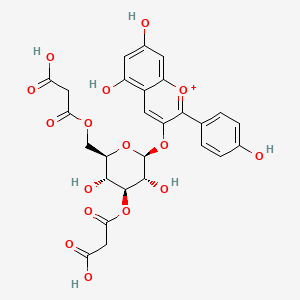 molecular formula C27H25O16+ B1260153 Pelargonidin 3-O-3'',6''-O-dimalonylglucoside 