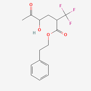 molecular formula C15H17F3O4 B12601550 Hexanoic acid, 4-hydroxy-5-oxo-2-(trifluoromethyl)-, 2-phenylethyl ester CAS No. 645389-29-3