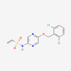 molecular formula C13H11Cl2N3O3S B12601555 N-{5-[(2,6-Dichlorophenyl)methoxy]pyrazin-2-yl}ethenesulfonamide CAS No. 642084-58-0
