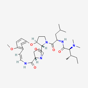 molecular formula C33H49N5O6 B1260187 (2S,3S)-2-(dimethylamino)-N-[(2S)-1-[(3S,7S,13S,16E)-19-methoxy-8,14-dioxo-2-oxa-6,9,15-triazatetracyclo[16.3.1.03,7.09,13]docosa-1(22),16,18,20-tetraen-6-yl]-4-methyl-1-oxopentan-2-yl]-3-methylpentanamide 