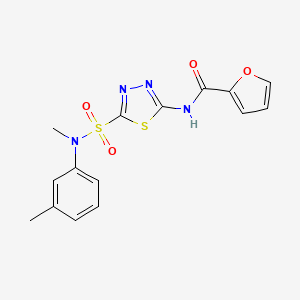 molecular formula C15H14N4O4S2 B1260206 N-[5-[methyl-(3-methylphenyl)sulfamoyl]-1,3,4-thiadiazol-2-yl]-2-furancarboxamide 