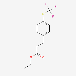molecular formula C12H13F3O2S B12602137 Ethyl 3-{4-[(trifluoromethyl)sulfanyl]phenyl}propanoate CAS No. 910654-45-4