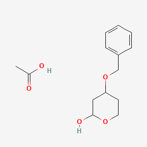 molecular formula C14H20O5 B12602150 Acetic acid;4-phenylmethoxyoxan-2-ol CAS No. 645412-74-4