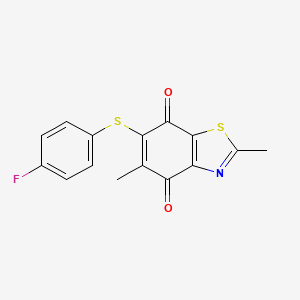 molecular formula C15H10FNO2S2 B12602192 4,7-Benzothiazoledione, 6-[(4-fluorophenyl)thio]-2,5-dimethyl- CAS No. 650635-71-5