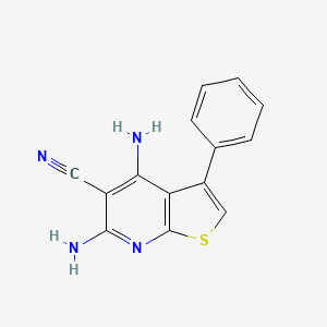 molecular formula C14H10N4S B12602205 Thieno[2,3-b]pyridine-5-carbonitrile, 4,6-diamino-3-phenyl- CAS No. 883222-15-9