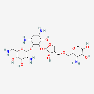 molecular formula C23H45N5O12 B1260226 5-amino-2-(aminomethyl)-6-[4,6-diamino-2-[[(2S,3S,4S)-4-[(3-amino-4,5-dihydroxy-2-oxanyl)methoxymethyl]-3-hydroxy-2-oxolanyl]oxy]-3-hydroxycyclohexyl]oxyoxane-3,4-diol 